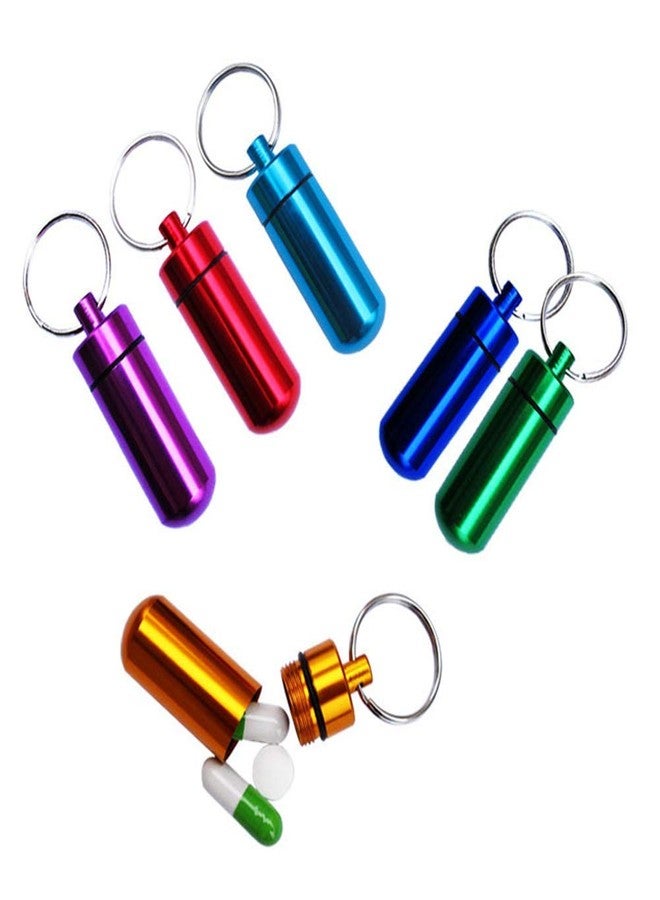 baolaili Purple Pill Organizer Mini Pill Box, Metal Pill Box Emergency Medicine Drug Box Tank with Keychain Case Stainless Steel for Outdoor Travel Waterproof Case Outdoor Camping Hiking Traveling - Image 2